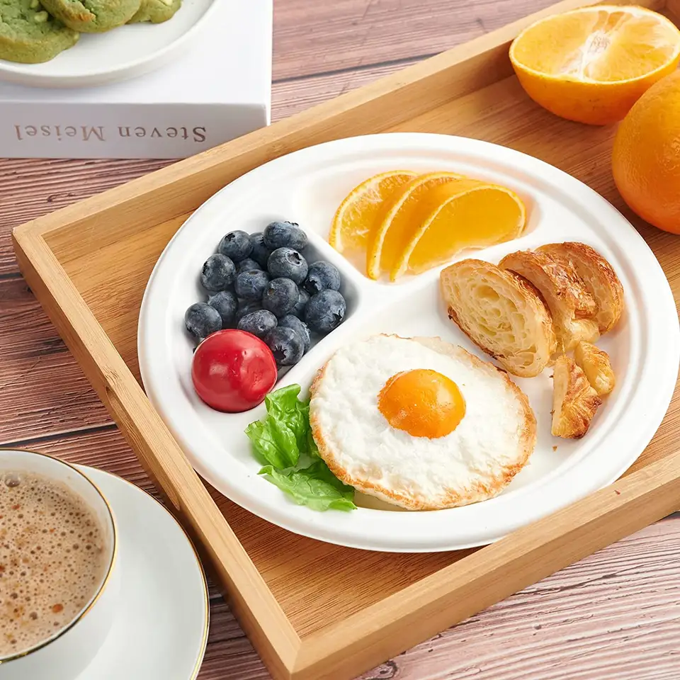 3-geteilt Bagasse Teller - Zuckerrohr - RyanPack