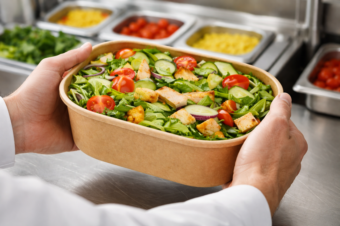 Rechteckige Salatschale - Pappe - RyanPack
