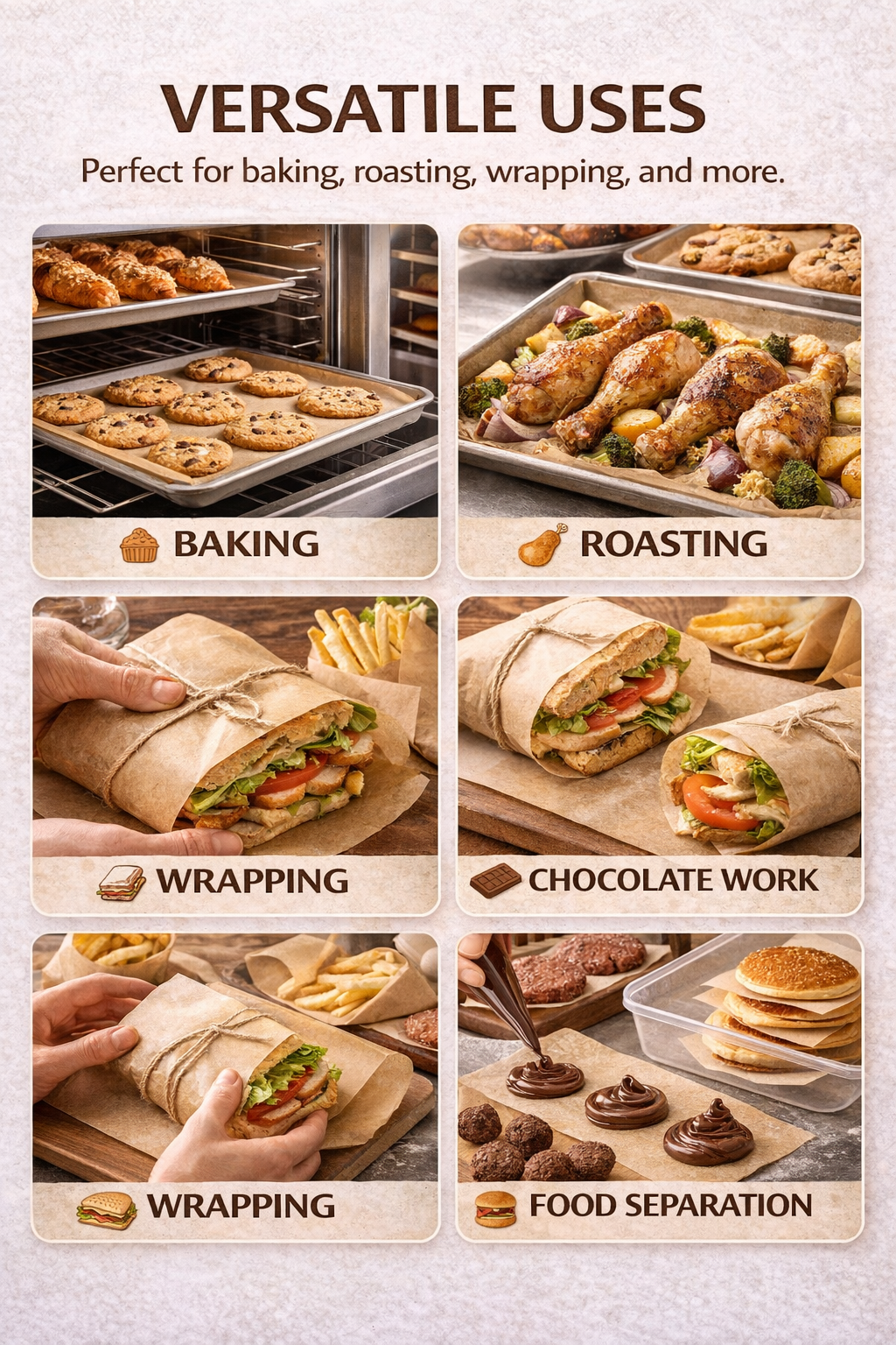 Backpapier Rolle Braun – Hitzebeständiges Backpapier für Küche, Bäckerei & Gastronomie | RyanPack