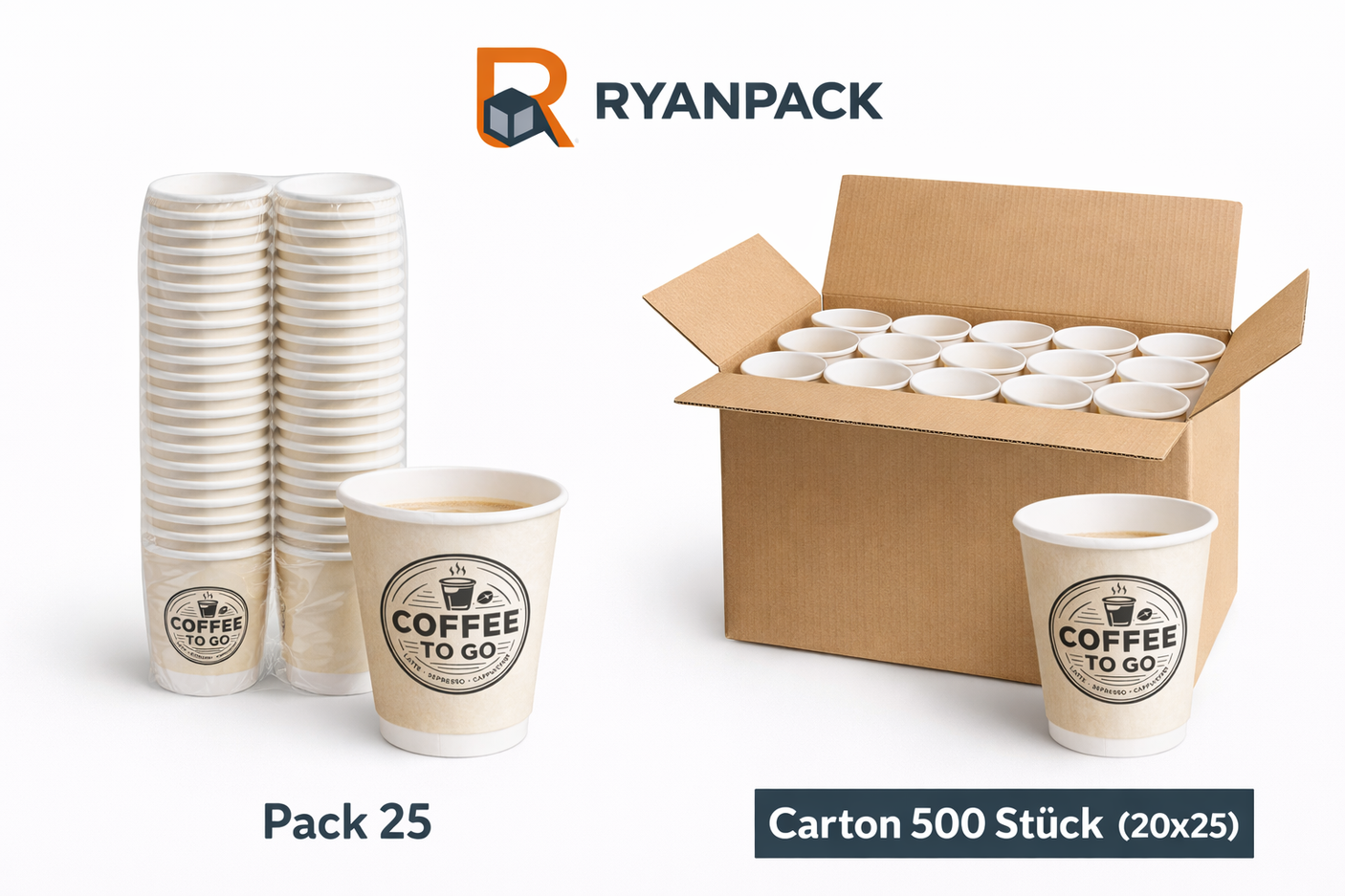 Einweg - Kaffeebecher - doppelwandig - Pappe - RyanPack