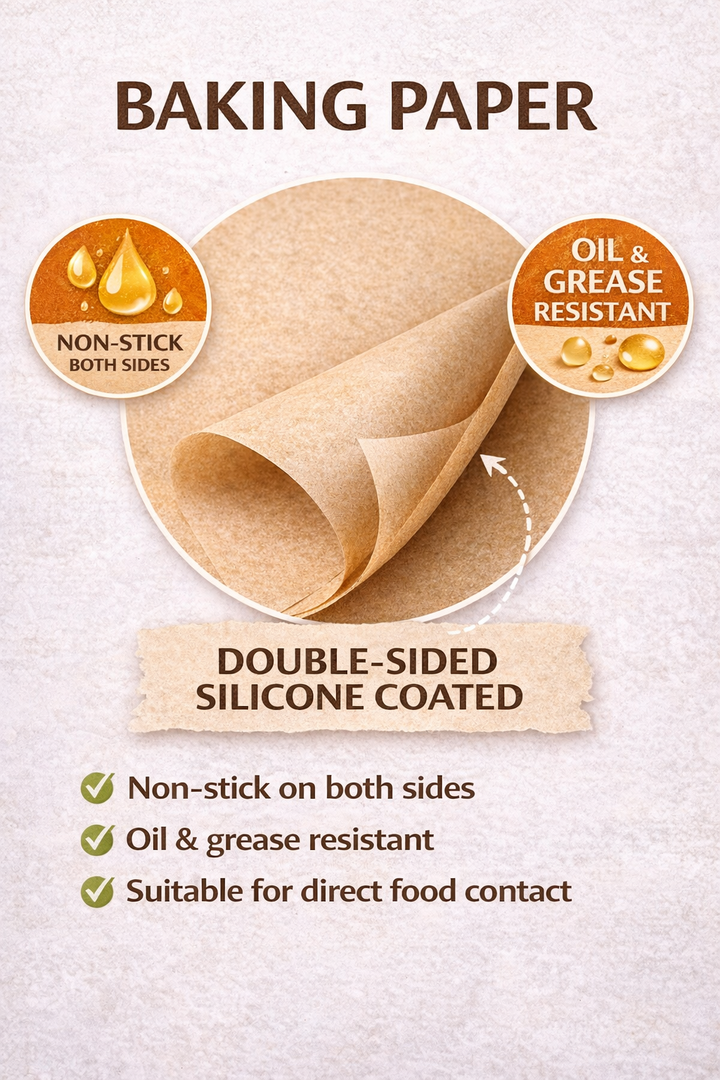 Backpapier Rolle Braun – Hitzebeständiges Backpapier für Küche, Bäckerei & Gastronomie | RyanPack