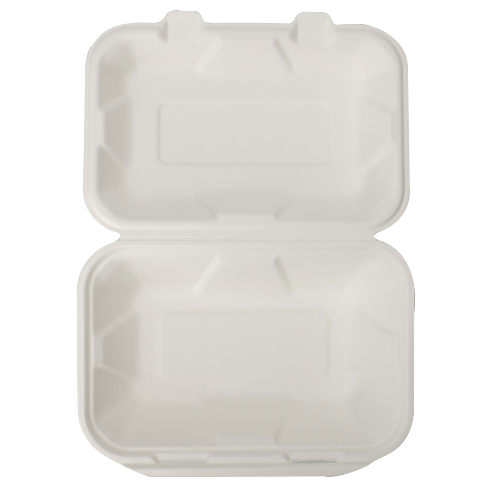 Bagasse Menüboxen mit Deckel, ungeteilt - Zuckerrohr - RyanPack