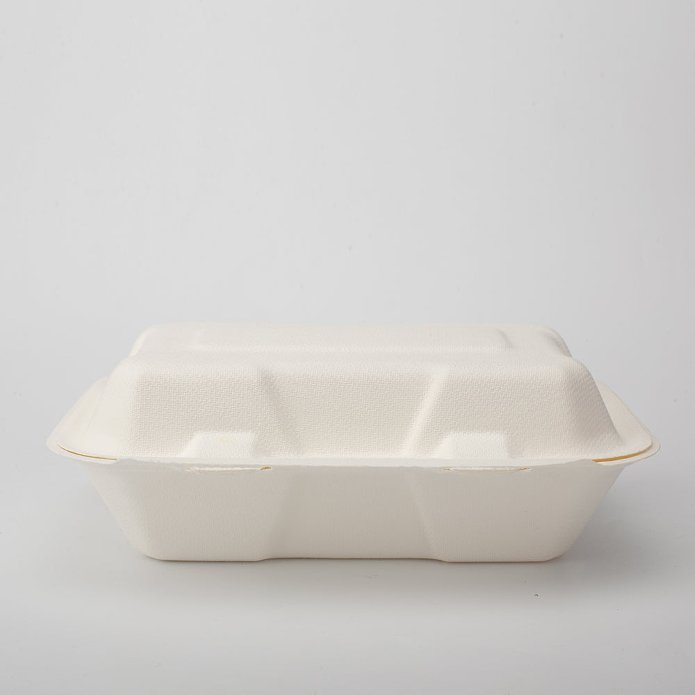 Bagasse Menüboxen mit Deckel, ungeteilt - Zuckerrohr - RyanPack