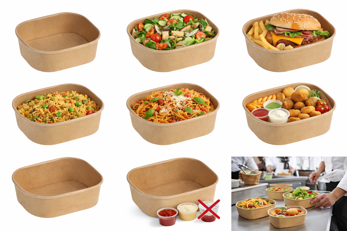 Rechteckige Salatschale - Pappe - RyanPack