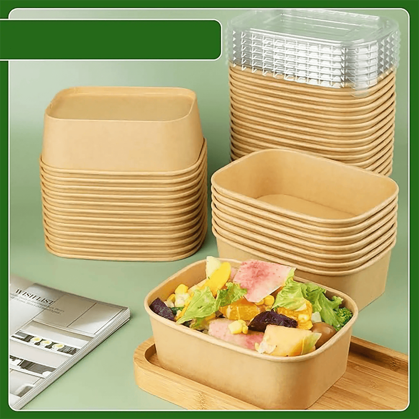 Rechteckige Salatschale - Pappe - RyanPack