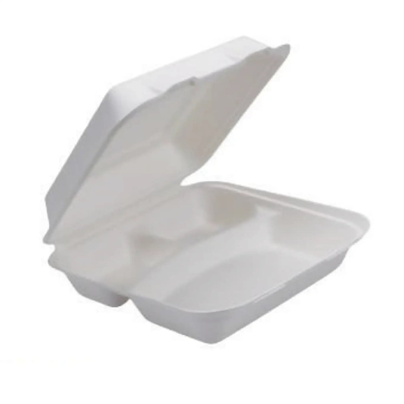 Bagasse 3-geteilt Menüboxen mit Deckel - Zuckerrohr - RyanPack