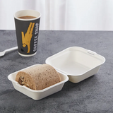 Bagasse Menüboxen mit Deckel, ungeteilt - Zuckerrohr - RyanPack