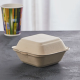 Bagasse Menüboxen mit Deckel, ungeteilt - Zuckerrohr - RyanPack