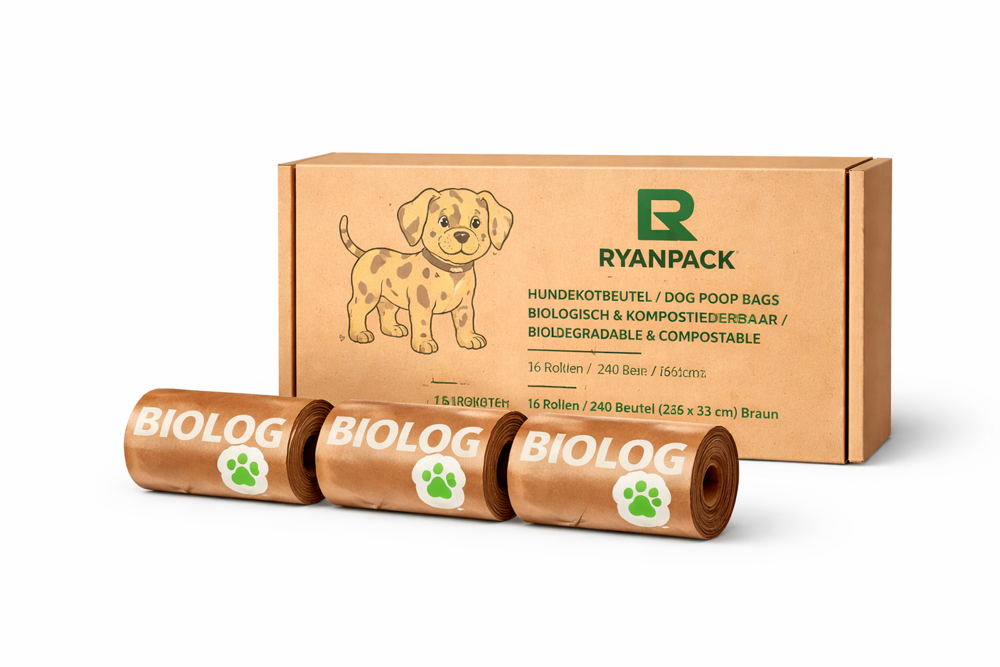 Compostable organic dog poop bags made from cornstarch - RyanPack