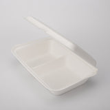 Bagasse 2-geteilt Menüboxen mit Deckel - Zuckerrohr - RyanPack