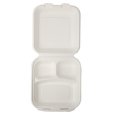 Bagasse 3-geteilt Menüboxen mit Deckel - Zuckerrohr - RyanPack
