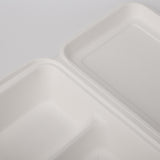 Bagasse 2-geteilt Menüboxen mit Deckel - Zuckerrohr - RyanPack