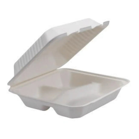 Bagasse 3-geteilt Menüboxen mit Deckel - Zuckerrohr - RyanPack