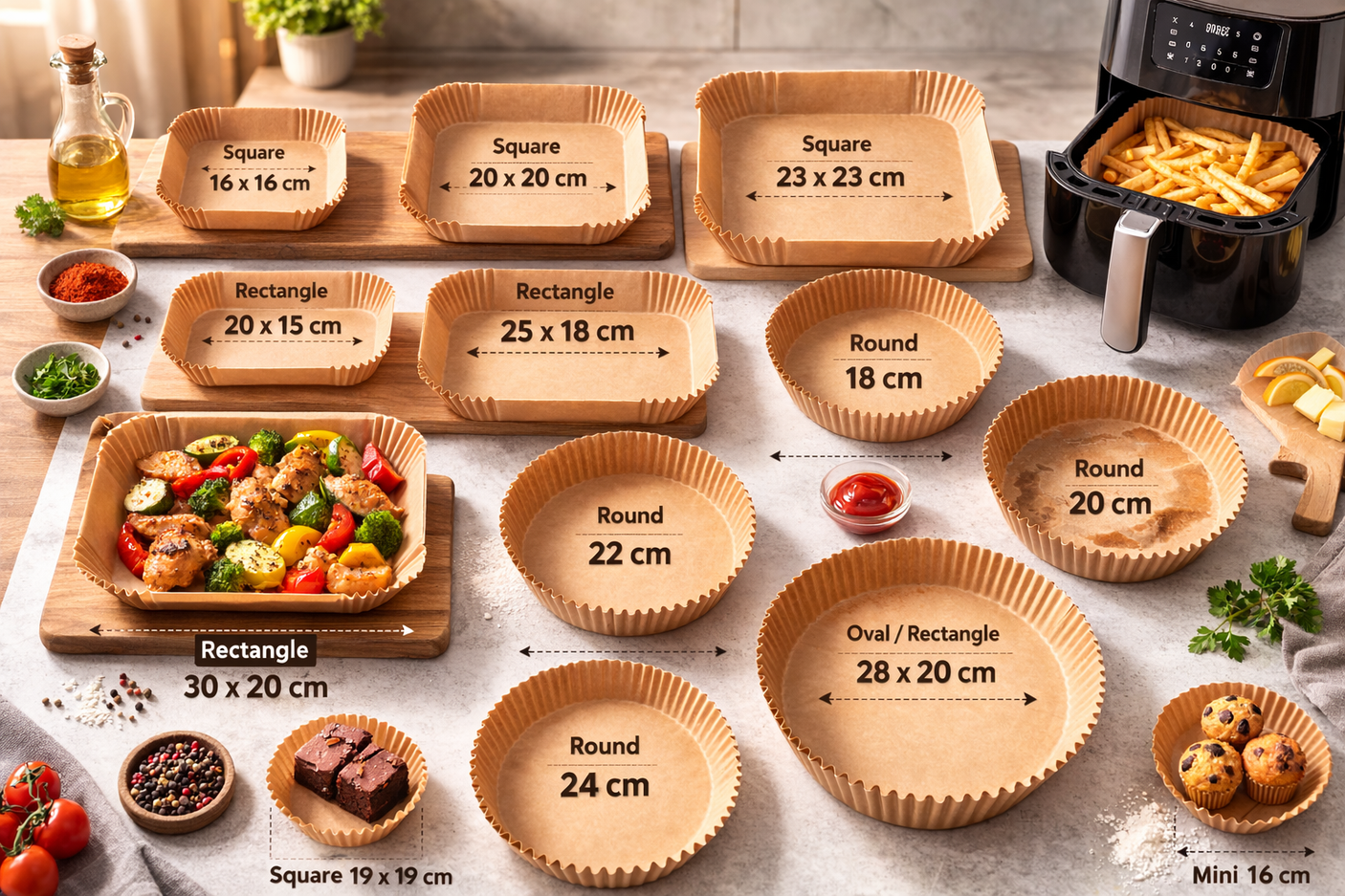 Airfryer Papier – Backpapier für Heißluftfritteuse | RyanPack