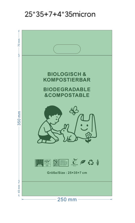 Kompostierbare Bio tragetasche mit Griff aus Maisstärke - RyanPack